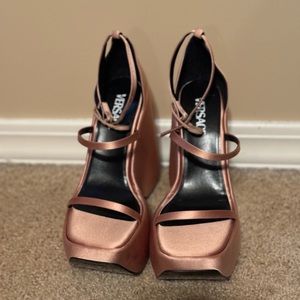 Versace Triplatform Heeled Sandals in Blush